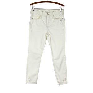 Old Navy Rockstar Skinny Jeans Eyelet Embroidered 8P Cream NWD